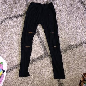 Random hearts cut out leggings